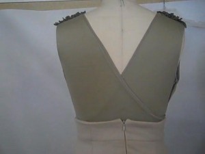 Back view. It's a mercerized cotton jersey top with cotton voile binding. Bindings on knits...give me something for even braving this.