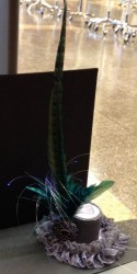 Hat with that goes with ruffle dress. I put fiber optics with the feathers