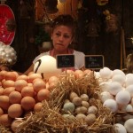 Eggs at a market in Barcelona.