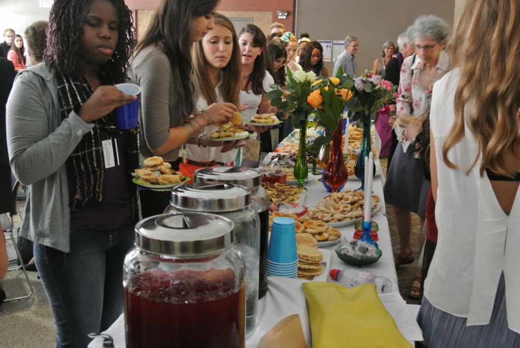 Crowds at the cookie table