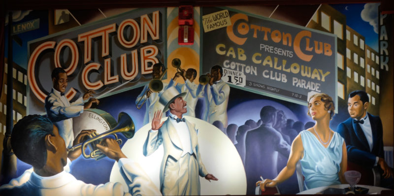 cotton club mural with dancers and band members