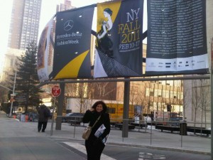 Outside Lincoln Center, first time at Fashion Week