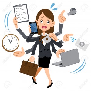 40084626-Women-working-in-busy-too-company-Stock-Vector-busy-cartoon