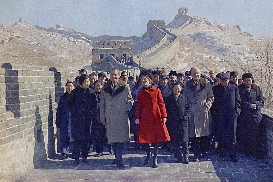 United States President, Richard Nixon and First Lady, Pat Nixon on the Great Wall of China on February 24, 1972.