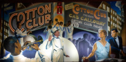 cotton club mural with dancers and band members