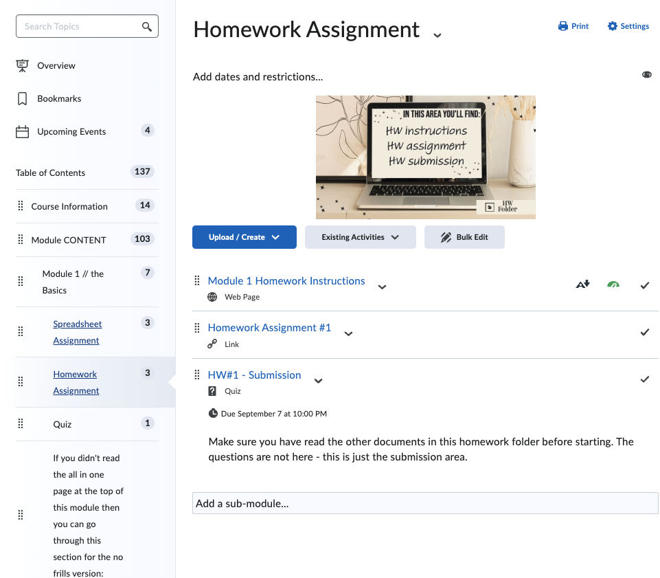 hw folder image showing where to submit assignment