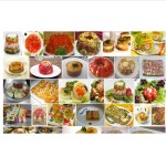 Multiple pictures of food item Aspic