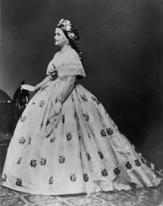 Mary Todd Lincoln wearing a gown by Elizabeth Keckley