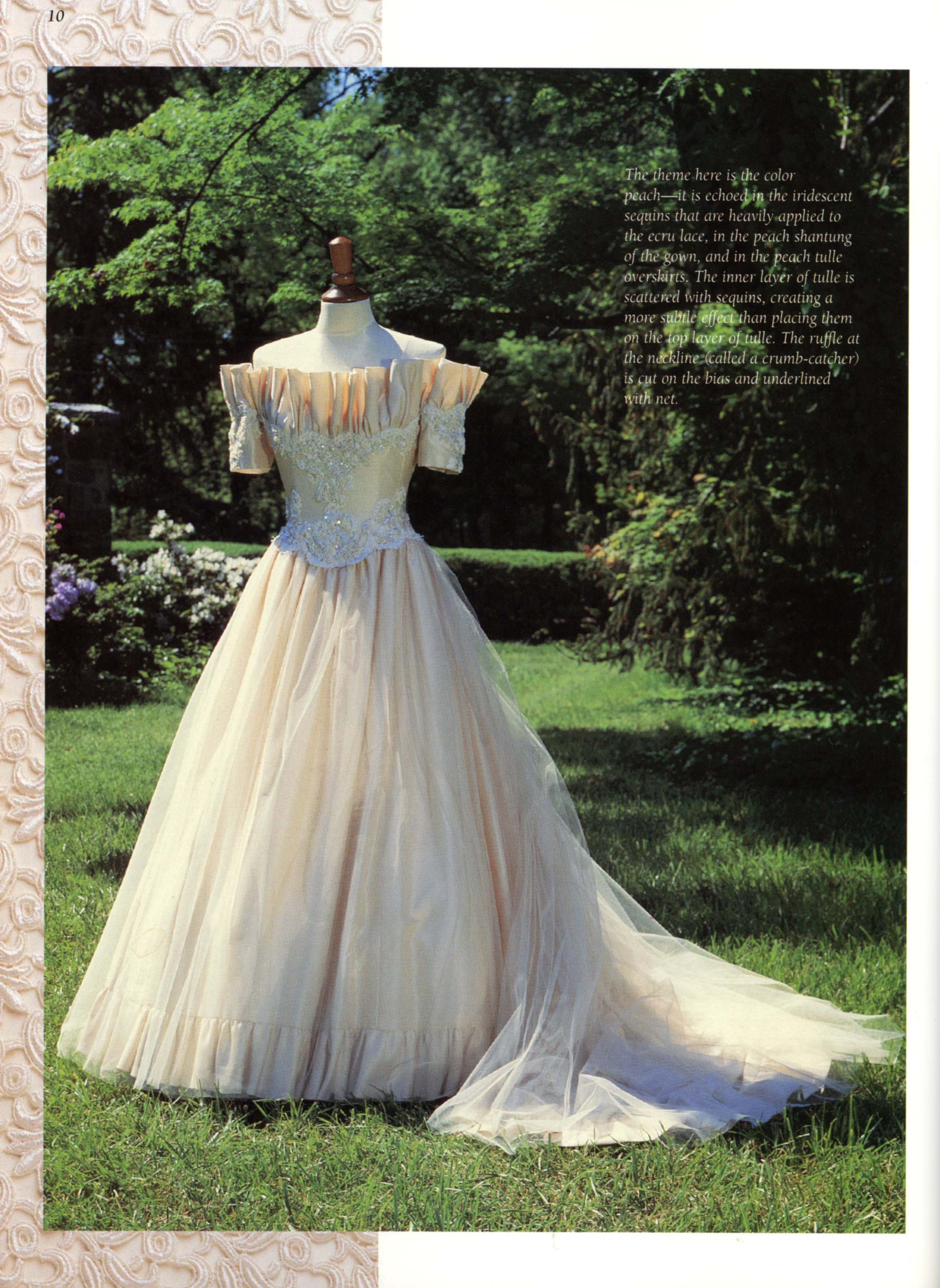 Ballgown with off-shoulder bodice and full skirt, from "Bridal Couture" by S. Khalje