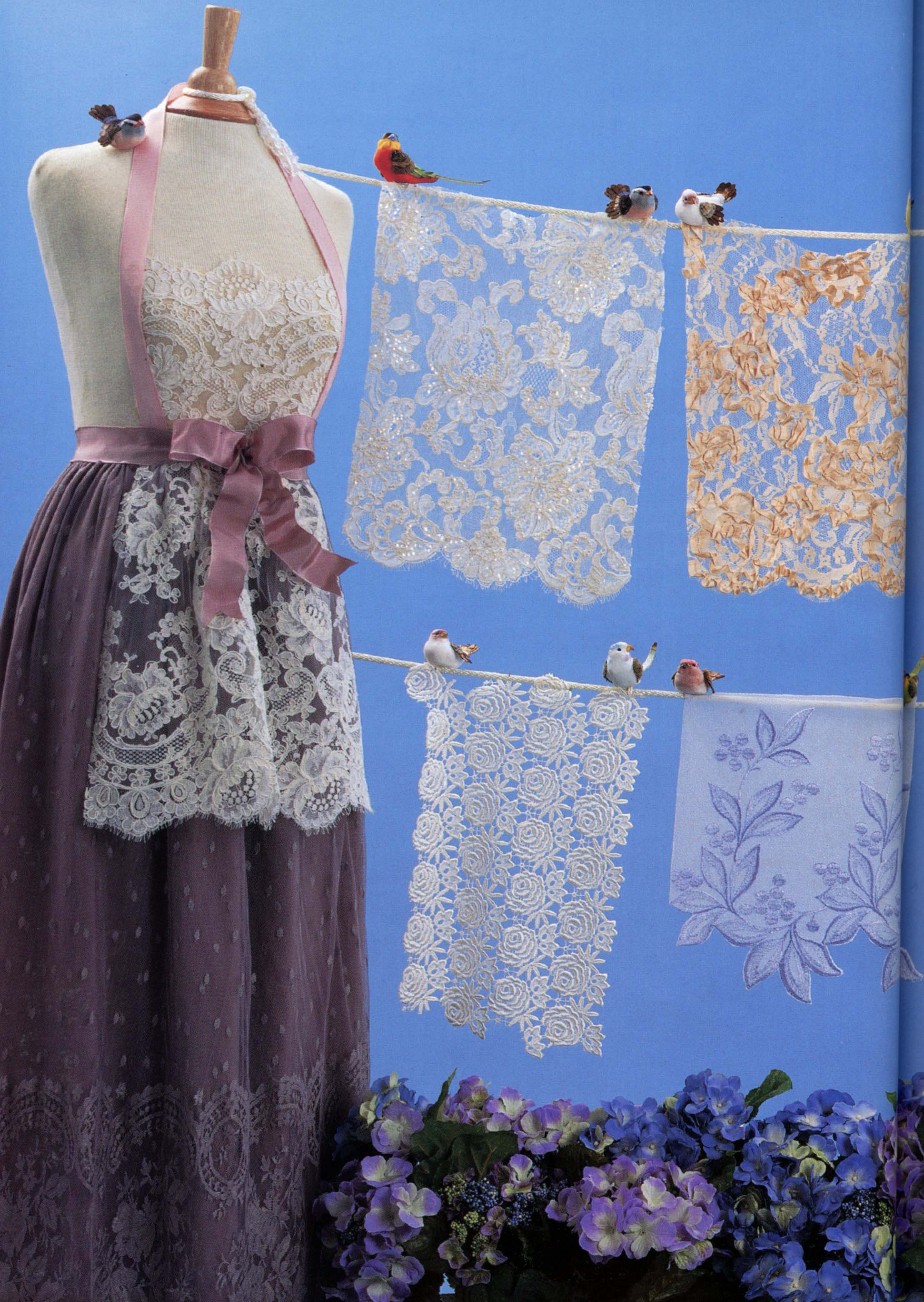 Artfully displayed lace samples from "Bridal Couture"