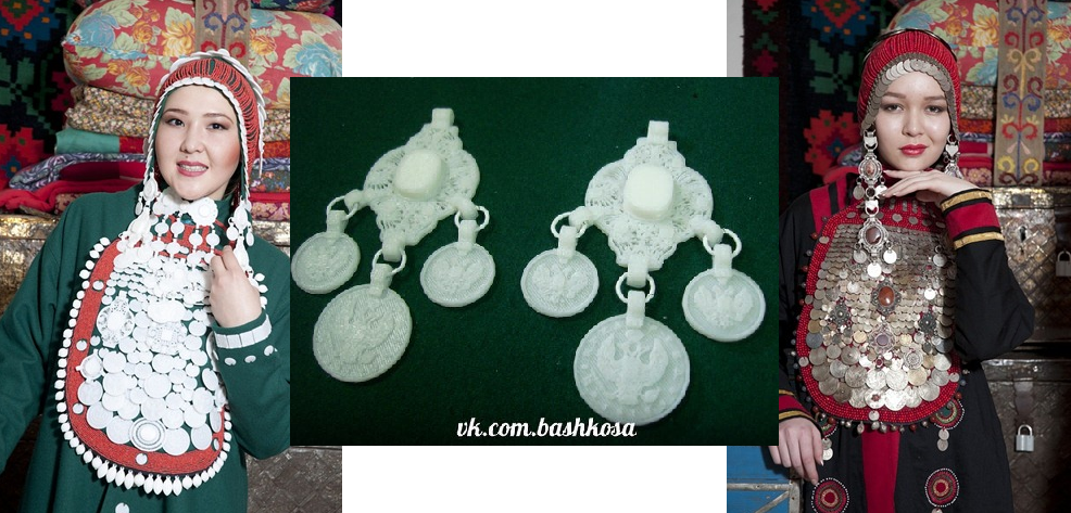 pair of 3-D printed earrings mimicking traditional Russian style