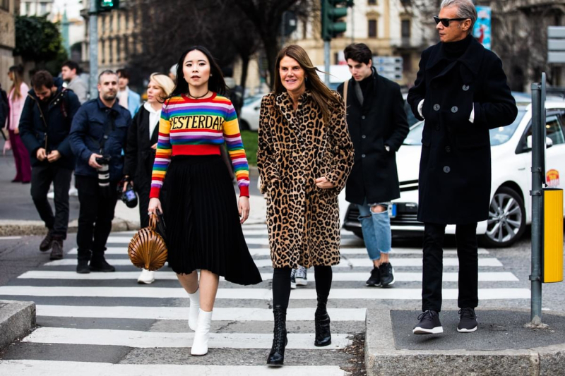 Street Style fashion winter coats color and cheetah print