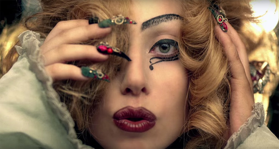 Lady Gaga from "Judas" video, from Billboard mag