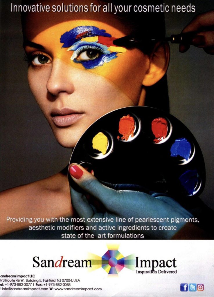 Advertisement from HAPPI for makeup pigments by Sandream Impact