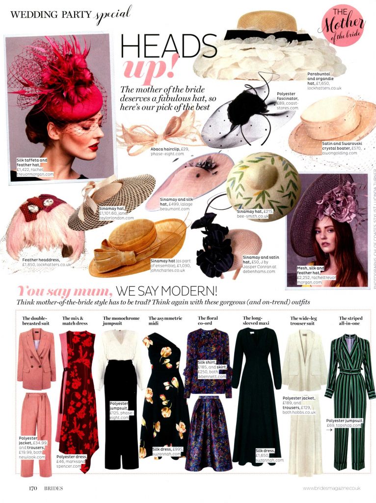 Hat choices for mothers of the bride, from Brides UK magazine