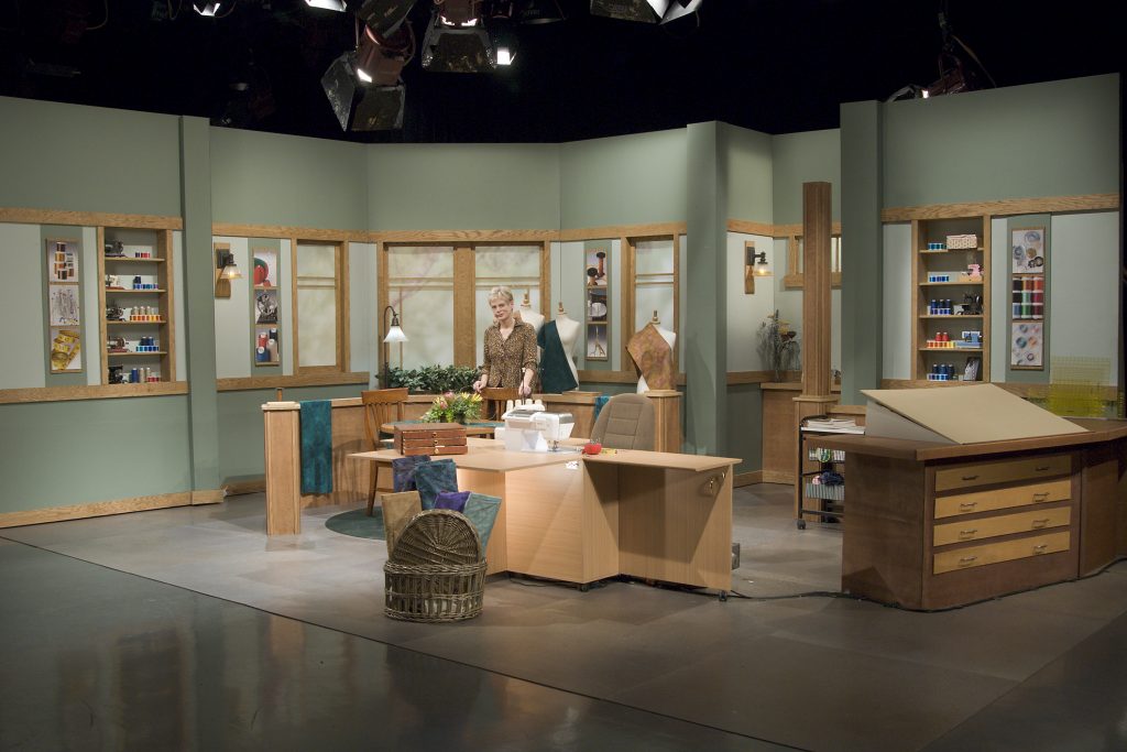 Nancy Zieman on the set of "Sewing with Nancy" show