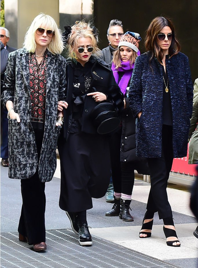 Cate Blanchett, Sandra Bullock, Helena Bonham Carter on set in NYC