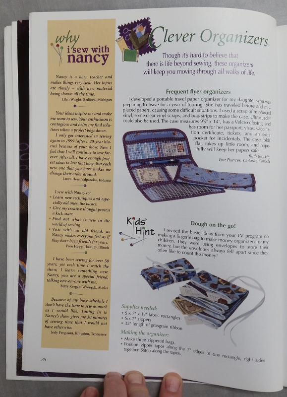 Page on organizers for sewing tools in Nancy Zieman's 101 Favorite Notions