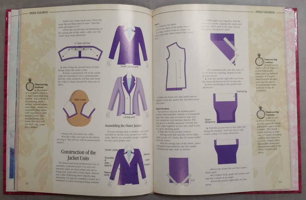 Jacket construction instructions from Zieman's Best of Sewing with Nancy