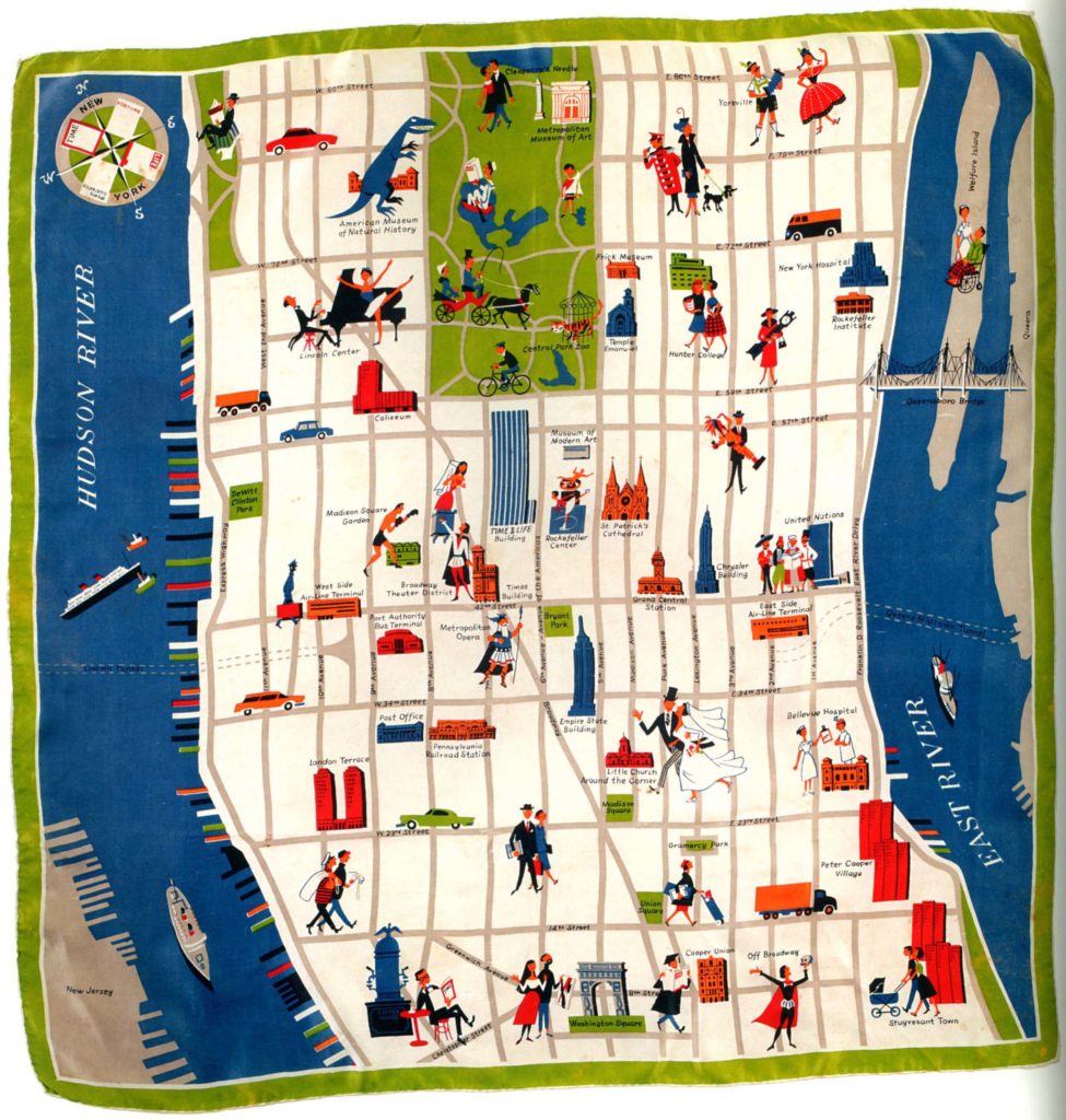 Vintage scarf with map of Manhattan 