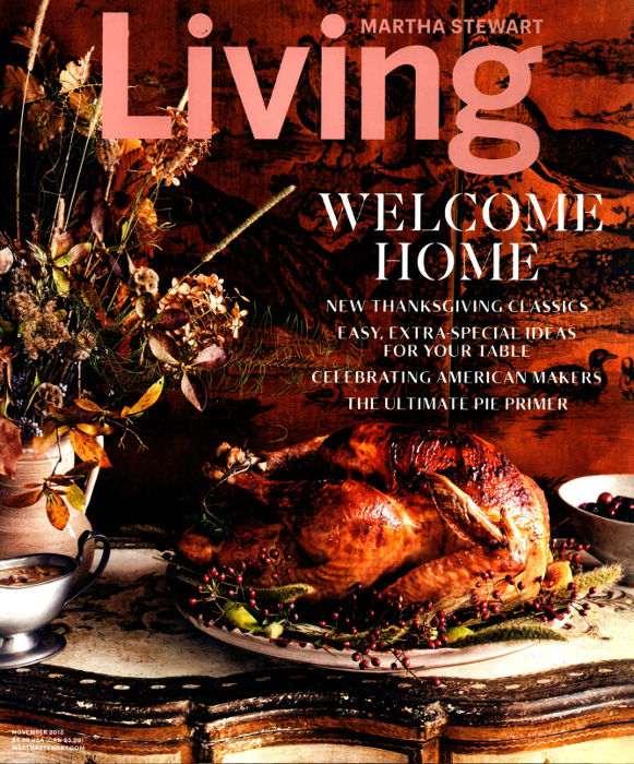 Cover of Martha Stewart Living with dressed, roasted turkey