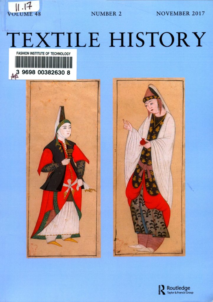 Cover of Textile History Journal displaying two Persian miniatures