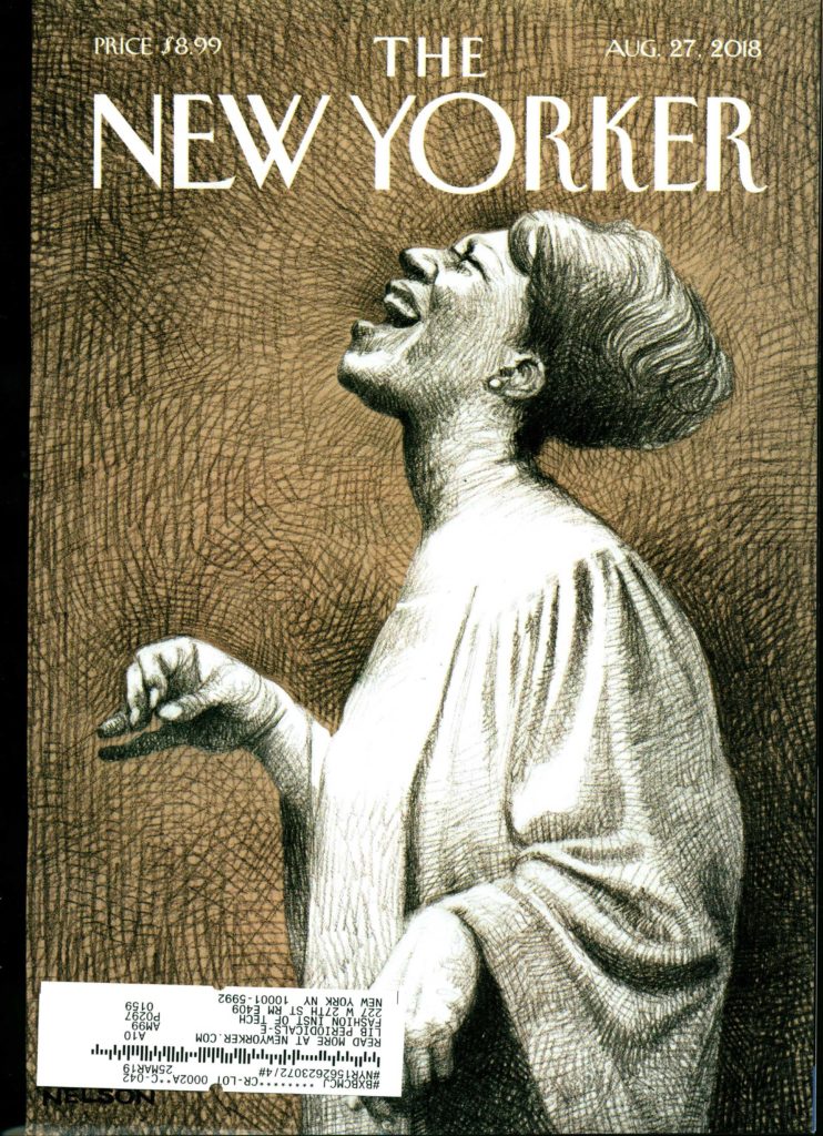 Cover of the New Yorker magazine with sketch of Aretha Franklin