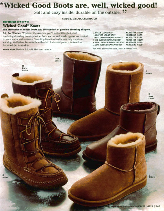 Shearling boots from L.L. Bean catalog