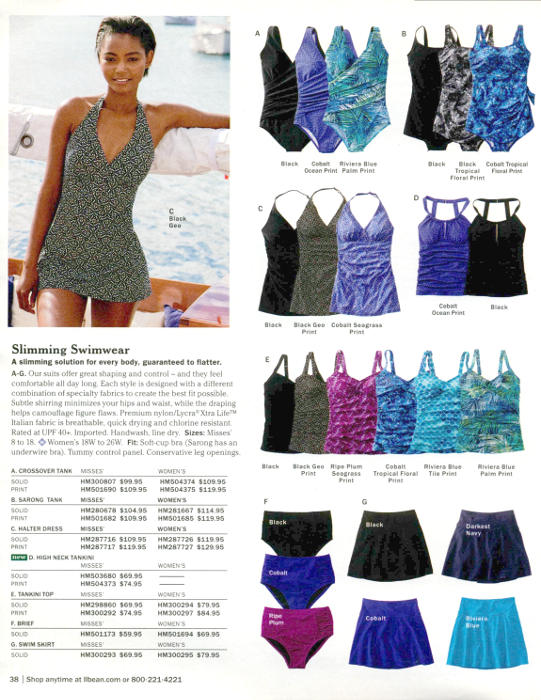 Bathing suit selection from recent L.L. Bean catalog