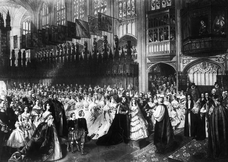 Engraving of wedding of Prince Albert of England and Princess Alexandra of Denmark's wedding in March 1863