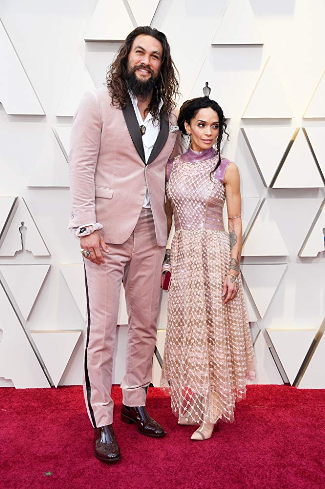 Jason Momoa and Lisa bonet in pale pink at the Oscars