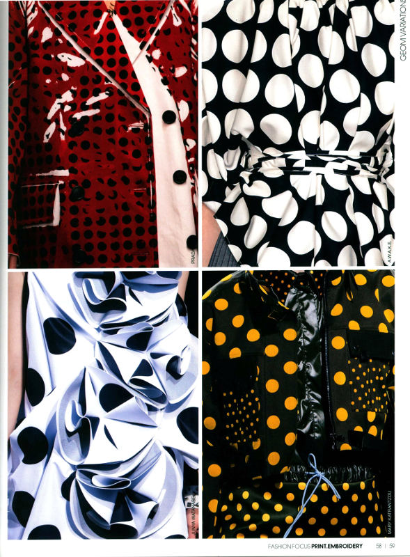 four examples of dramatic polka dot prints