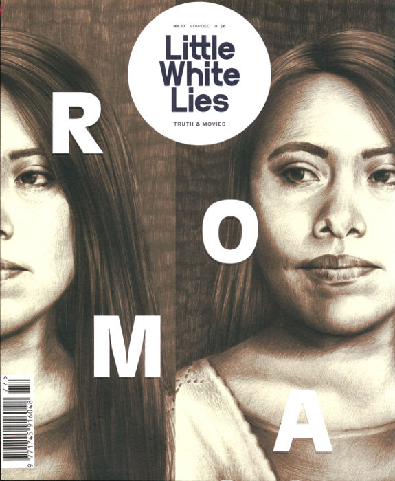 Cover with pencil drawing of two actresses from film Roma