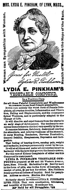 Ad for Lydia Pinkham's Vegetable Compound