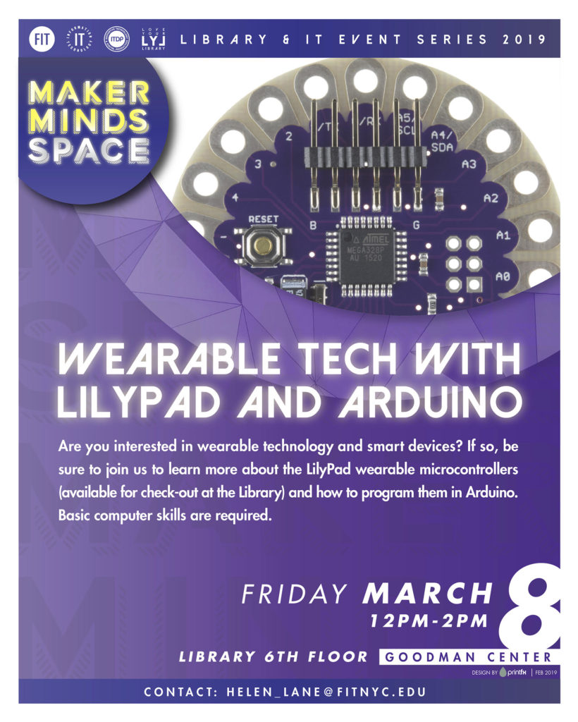 poster for Maker Minds wearable tech workshop