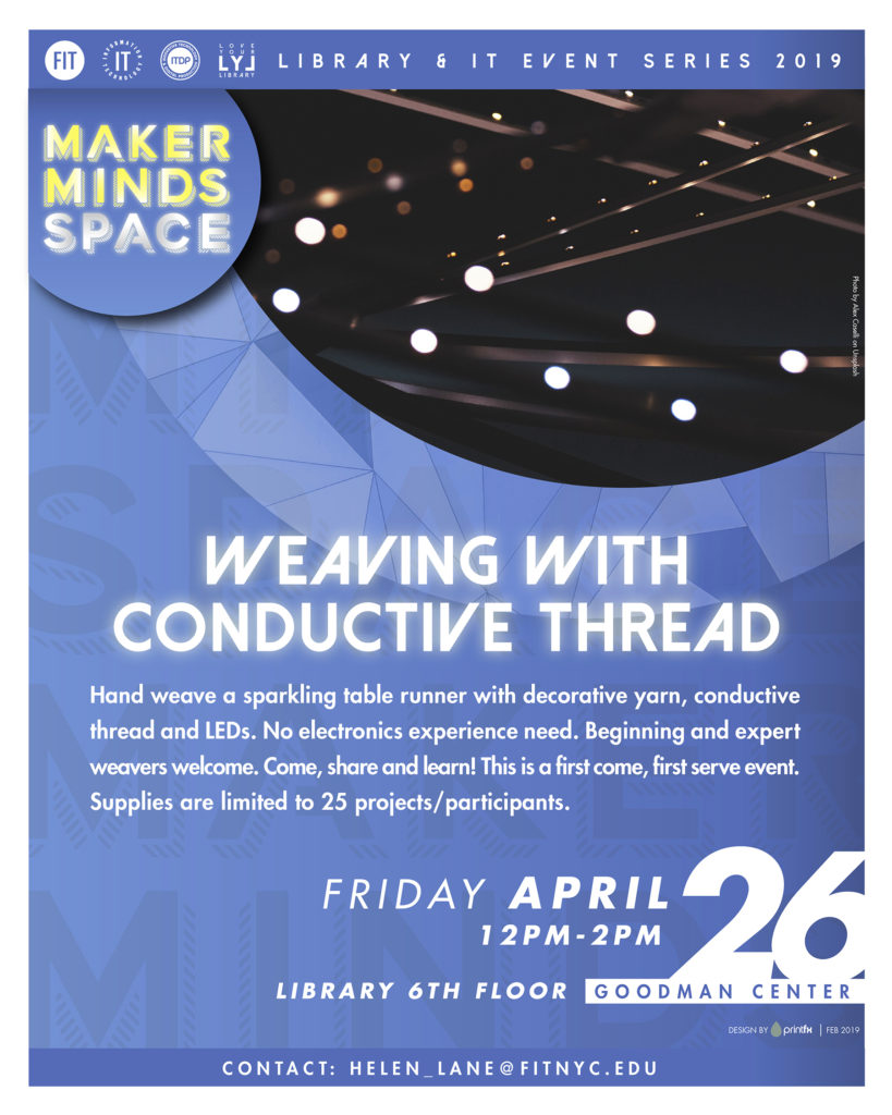 flyer for conductive thread weaving event 
