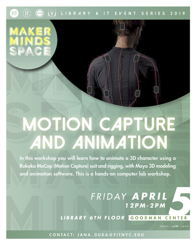 Maker Minds event flier for motion capture for animation